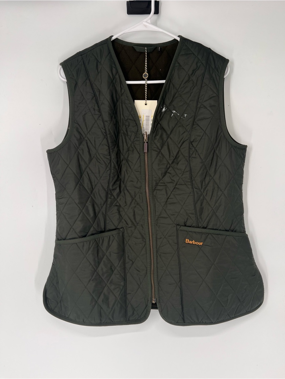 Barbour Dark Green Quilted Betty Fleece Lined Preppy Classic Vest Layer 10 NWT